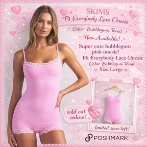 SKIMS Fits Everybody Lace Onesie in Bubblegum Tonal
